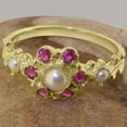 thumbnail image 5 of LBG British Made 9k Yellow Gold Cultured Pearl & Ruby Womens Anniversary Ring - 33 size options - Size 10, 5 of 7
