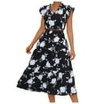 thumbnail image 1 of Birdeem Robe Décontractée Mode pour Femmes Col en V Imprimé Floral Fendu Manches Bouffantes, 1 of 8