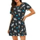 thumbnail image 1 of Fotbe Space Bata de Dormir para Mujer con Estampado, Camisón de Algodón de Manga Corta, Ropa de Dormir Casual, 1 of 6