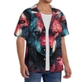 thumbnail image 2 of Fotbe Red Flame Wolf Head Camisa Estampada de Manga Corta para Hombre, Casual de Verano, Estilo Playero, Sin Arrugas-Medium, 2 of 5