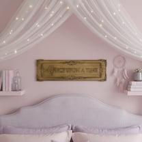 American Art Decor "Once Upon A Time" Ornate Embossed Gold Metal Wall Decor - Vintage Style Hanging Sign, 9" x 30" - Whimsical Storybook-Inspired Home Accent