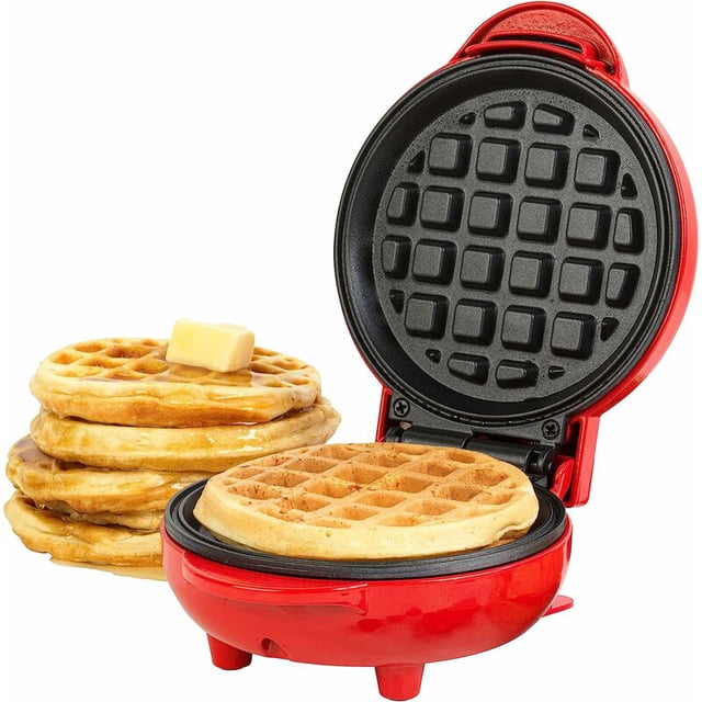 Mini gofrera/gofrera, 550 W, rojo, gofrera antiadherente, gofrera, tiempo de calentamiento de 2 minutos