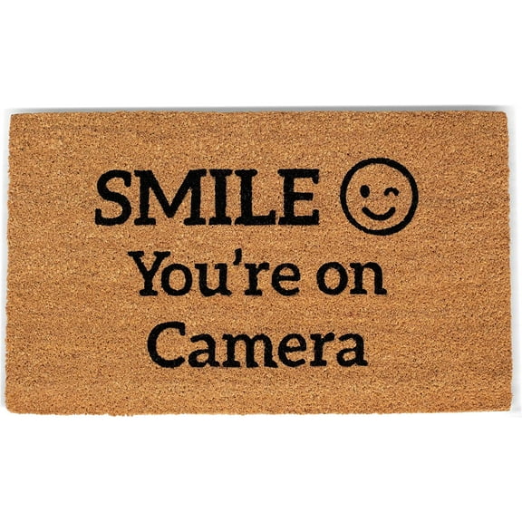 BirdRock Home Smile You're On Camera Coir Front Door & Entry Doormat - 18" x 30"