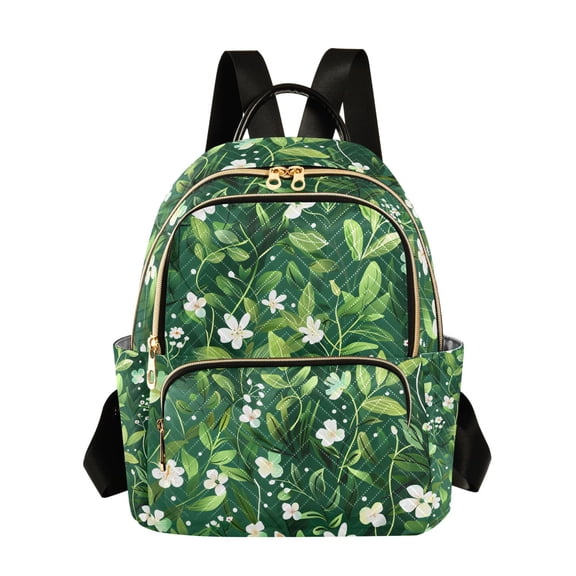 ALAZA Jasmine Flower and Leaves Womens Travel Laptop Backpack Large Daypack Ladies Shoulder Bags S