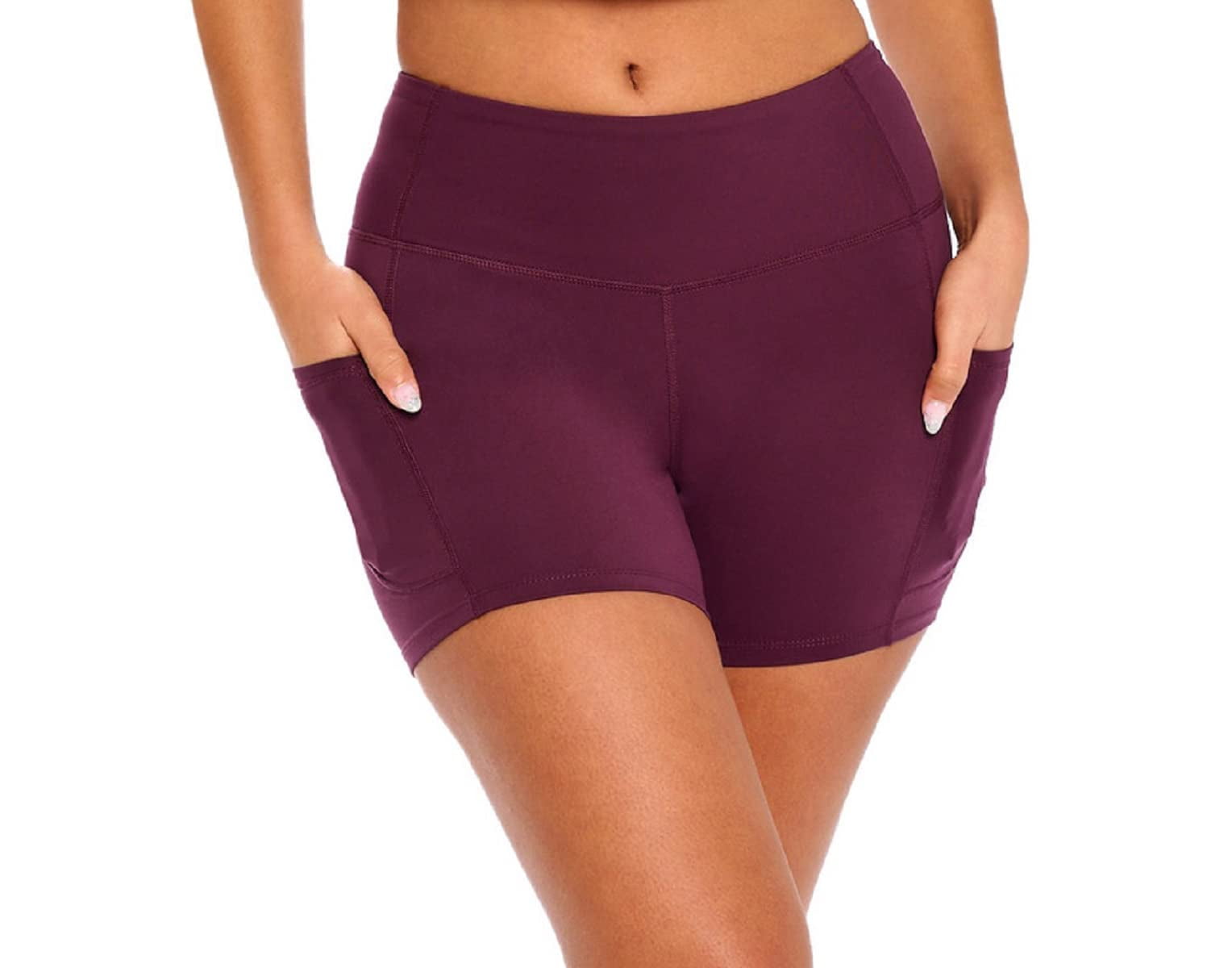 M&M SCRUBS Women's High Waist Yoga Shorts Tummy Control with Deep