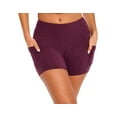 thumbnail image 1 of Natural Uniforms Women's High Waist Yoga Shorts&nbsp;Tummy Control with Deep Pockets (Large, Burgundy), 1 of 6
