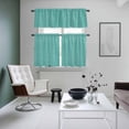 thumbnail image 4 of Vintage Teal Green Kitchen Curtains Sets for Windows 36 Inch Length, Farmhouse Retro Solid Color Linen Texture Rod Pocket Window Treatments Tier Curtains and Valances Set for Bedroom/Bathroom, 4 of 8