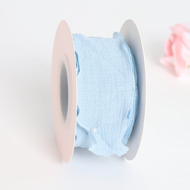 XmhyTop-A Cinta de poliéster con volantes azules de 9 yardas, borde ondulado arrugado para decoración navideña y de bodas, ancho: 4 cm