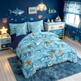 thumbnail image 2 of meiyoeat Beach Vacation Shark Starfish Twin Bedding for Kids Boys Girls, Summer Palm Tree Bedding Comforter Set, Blue, Blue Reversible, 7pcs, 2 of 6