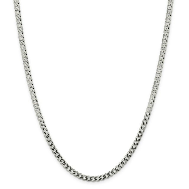 925 Sterling Silver 4.5mm Close Link Flat Curb Chain 22 Inch