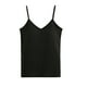 thumbnail image 5 of Qarigey Chaleco Camiseta sin mangas Sujetador incorporado Correa ajustable Camisones amigables con la piel Ropa Tops Camisa de fondo Buena Negro 2piezas, 5 of 6