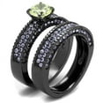 thumbnail image 4 of TK2672 - IP Light Black  (IP Gun) Stainless Steel Ring with AAA Grade CZ  in Apple Green color Size 9, 4 of 4