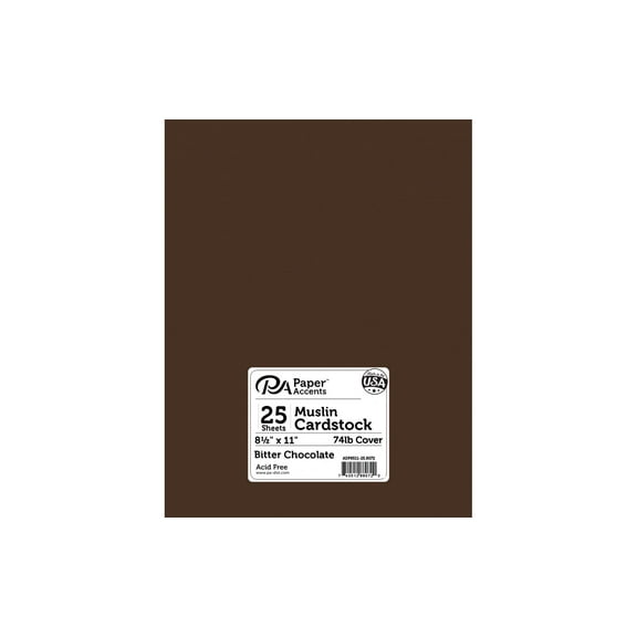 Paper Accents Cardstock 8.5"x 11" Muslin 74lb Bitter Chocolate 25pc