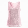 thumbnail image 5 of mgoYE Womens Tank Tops Casual Fashion V Neck Strappy Sequin Sparkle Shimmer Camisole Sleeveless Tanks Tops(Pink,2XL), 5 of 7
