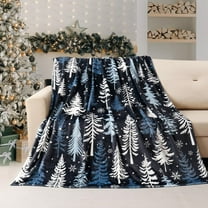 Christmas Throw Blanket Winter Snowflake Christmas Tree Blankets Ultra Soft Farmhouse Pine Tree Flannel Fleece Throw Warm Cozy Holiday Fuzzy Plus Gift Cabin Blanket for Bed Sofa, 50" X 60"