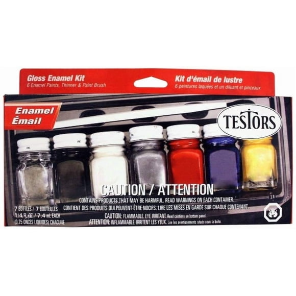 Set de pintura esmaltada Testors 9115X Gloss con 6 colores, 7 ml y brocha