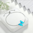 thumbnail image 6 of 925 Sterling Silver Butterfly Bracelet Aquamarine March Birthstone Bracelet Blue Crystal Jewelry Women Birthday Mother's Day Gifts Juwaliy, 6 of 8