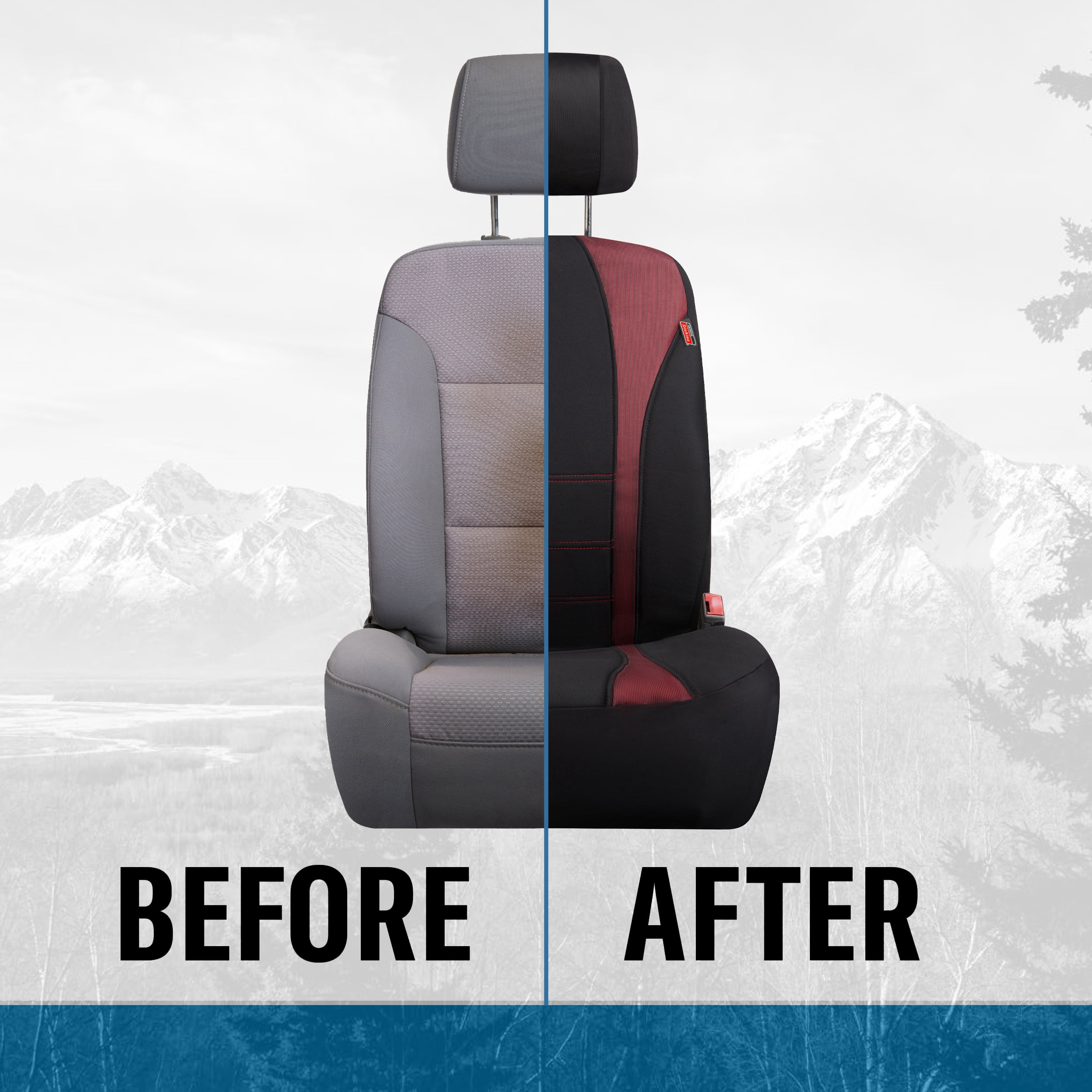 Genuine Dickies 3 Piece Truck Sport Seat Covers, Black and Red, 43640WDC