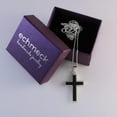 thumbnail image 4 of Echmeck 925 Sterling Silver Black Jet Stone Cross Pendant for Women, 4 of 11
