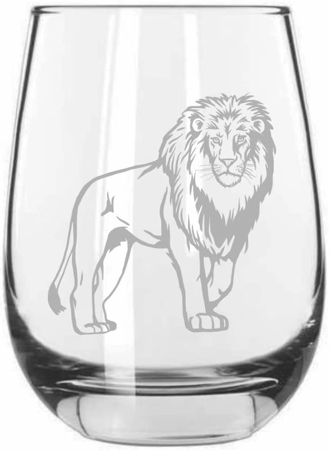 Lion Stemless Wine Glass Set of 2 