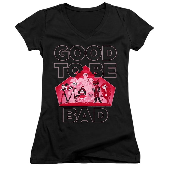 Dc Superhero Girls/Good To Be Bad Junior Women's V-Neck T-Shirt Black