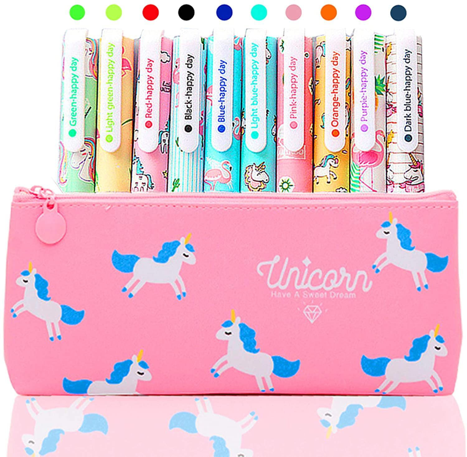 Pencil Cases For 12 Years Old Girls Kawaii Unicorn Kit Leather Estuche  Japanese School Stationery Office Supply Scuola Accessori