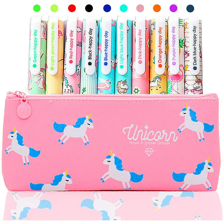 Uooker Cute Pink Gel pens for Girls, 20 Pcs Cartoon Black Ink Pens with  Pouch, Kawaii Stationery Office Supplies for School Office Home, Kids Party  Bag Fillers Gifts（Random pencil Pouch） : 
