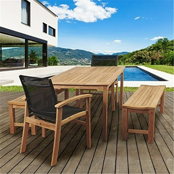 International Home Amazonia Teak 5 Piece Patio Dining Set