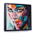 thumbnail image 3 of Designart 'Abstract Portrait Of A Young Woman With Blue Eyes II' Modern Framed Canvas Wall Art Print, 3 of 5