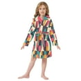 thumbnail image 6 of FORMRS Niños Bathrobe Unisex Hooded Robe Soft Plush Pajamas Sleepwear, Size 7-9T, Retro Geometric, 6 of 7