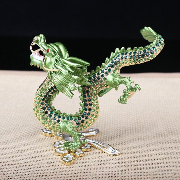Artesanías de esmalte de metal Escritorio para el hogar Escritorio delantero Decoraciones del Año de Loong Regalos para el hogar Adornos de dragón