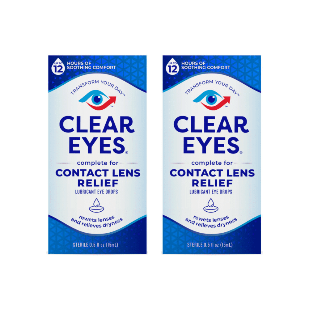 Clear Eyes Contact Lens Relief Eye Drops, 0.5 oz (Pack 2)