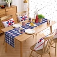 thumbnail image 4 of Table Runner Dresser Scarves 108 Inch Long,4th of July Buffalo Plaid Linen Dining Table Runners White Stars on Navy Blue Grid Tabletop Scarf for Wedding Holiday Party Kitchen, 4 of 7