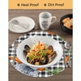 thumbnail image 3 of 13 Inch Round Placemats Set of 4, Grey Bunny Easter Non Slip Heat Insulation PP Table Mats, Rabbits Spring Botanical Black White Plaid Washable Place Mats for Kitchen Dining Party Table Decor, 3 of 7