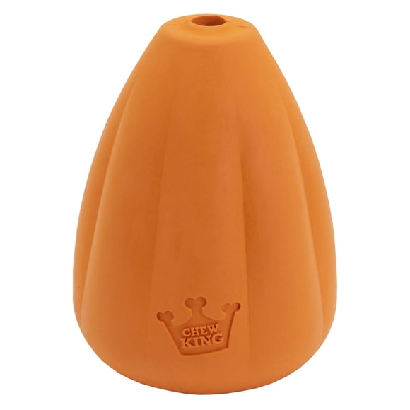 Juguete de Goma Natural Chew King Naranja Duradero con Sabor a Tocino para Perro Mediano