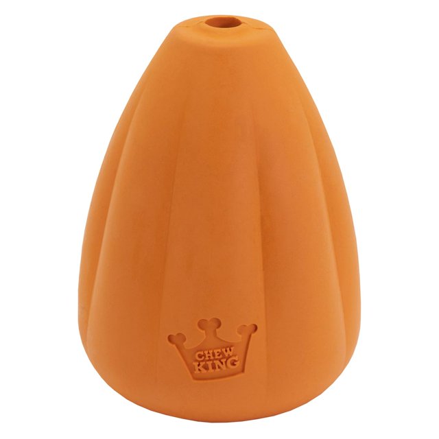 Juguete de Goma Natural Chew King Naranja Duradero con Sabor a Tocino para Perro Mediano