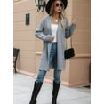 thumbnail image 6 of Fall Long Sleeve Cardigan Sweaters for Women Trendy Winter Open Front Loose Knitted Cardigan with Pockets Grey XL, 6 of 8