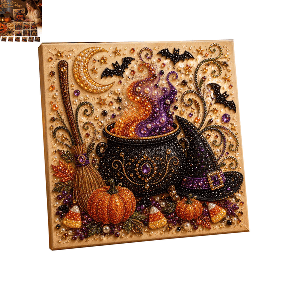 Halloween Ghost Pearl Art DIY Kit, Pearl Painting Kits for Adults, Pearls Diamond Art, Spooky-Cute Design, Fall Home Decor, Wall Art, Adults Craft Kit, 3D DIY Pearl Painting F