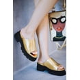 thumbnail image 3 of Cape Robbin Mamo Clogge Chunky Lug Sole Slip On Mule Open Toe Slides Sandals (Gold, 8), 3 of 3