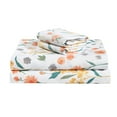 thumbnail image 4 of Say Yes Bedding Estella Queen Sheet Set - 4-Piece 100% Cotton Bedding, Orange and White Floral Pattern, Soft Breathable Queen Size Sheets with 2 Pillowcases and Deep Pocket Fitted Sheet, 4 of 5