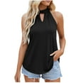 thumbnail image 2 of Njoeus Women Summer Tie Halter Tank Tops Casual Sleeveless Tunic Top Loose Blouses Shirts S-XXL, 2 of 5