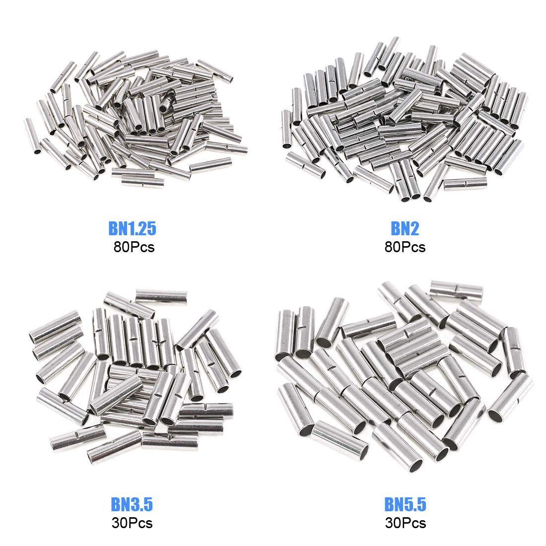 220 Non-insulated Terminal Connector Kit, 22-16/16-14/14-12/12-10 gauge seamless non-insulated wire terminal cable crimping terminals kit for electrical connection
