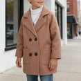 thumbnail image 2 of Pandaie Boys Double Breasted Wool Blend Peacoat Lapel Raglan Sleeve Patch Pocket Mid Length Winter Coat Khaki,18-24 Months, 2 of 8