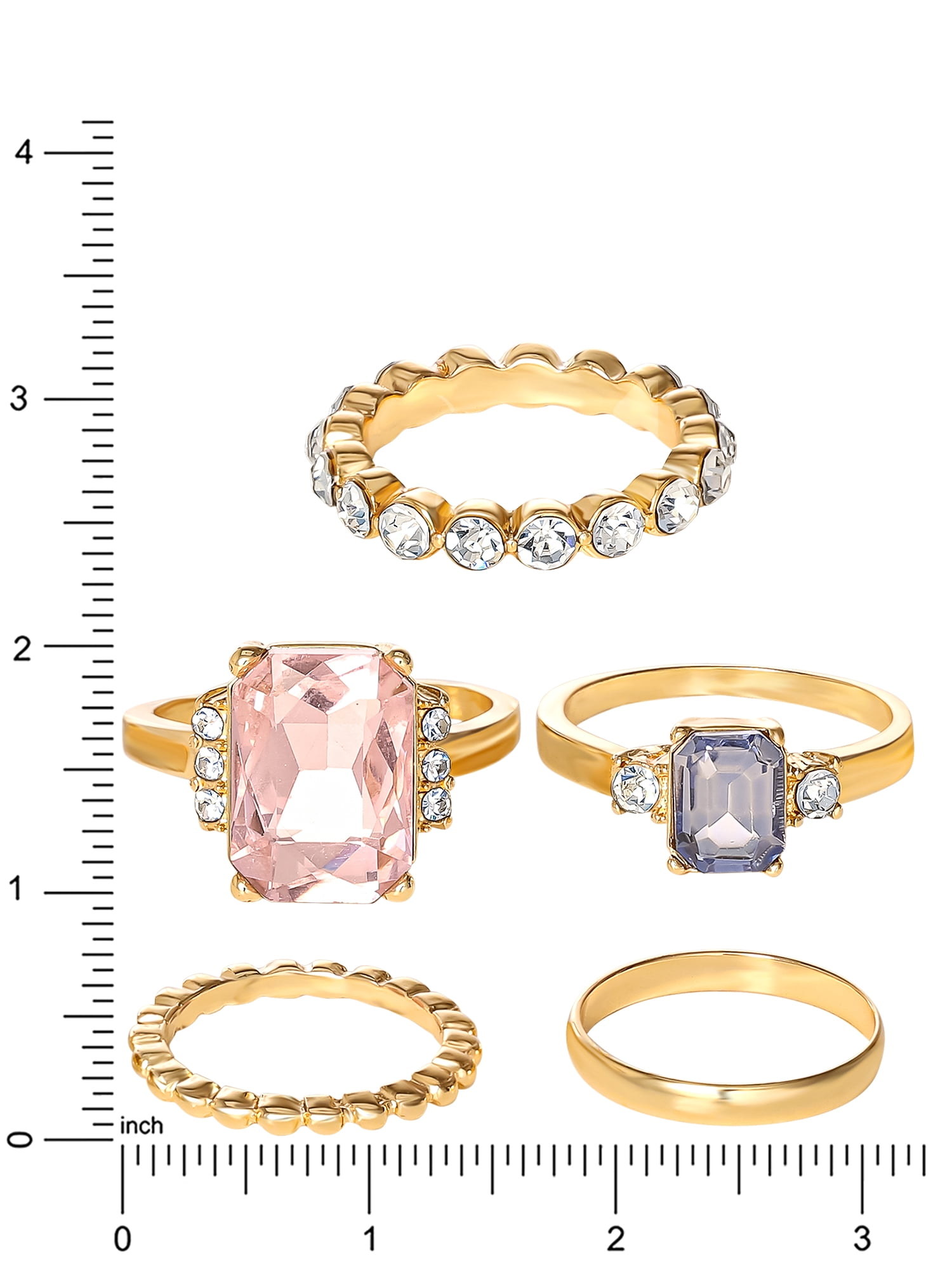 Jessica Simpson Fashion Metal Ring Jewelry Set, Set of 5