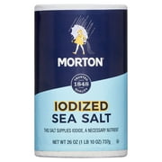 Morton Salt All-Purpose Iodized Sea Salt  Textured Sea Salt for Cooking & Baking, 26 Ounce