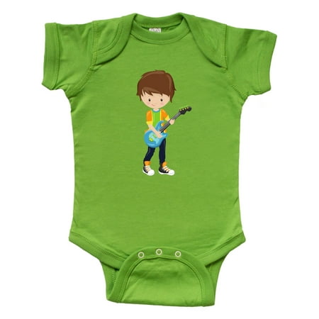 

Inktastic Rock Boy Brown Hair Boy Playing Guitar In Band Gift Baby Boy Bodysuit