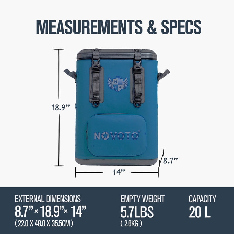 Novoto Magnetic Backpack Cooler 30Can, Zipperless Design, Insulated Soft Sided Cooler Bag for Men & Women, Portable Lunch Bag for Tailgating, Beach, Picnic, Kayak (Navy)