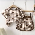 thumbnail image 2 of NIEWTR 2T 3T 4T 5T Kids Pajamas Set Toddler Short Sleeve Round Neck Tee & Soft Elastic Shorts Set Soft Airy Pajamas Gift Set Summer Sleepwear(A-Brown,7-8 Years), 2 of 6