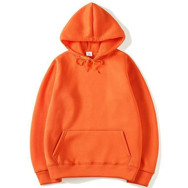 Innerwin Hoodies Solid Color Women Hooded Tops Fall Pocket Loose Fit Sweatshirt Orange L