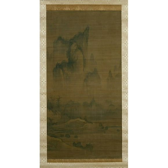 Cloche du Soir du temple Couvert de Brume (à Gauche); Lune d'Automne au-Dessus du Lac Dongting (à Droite) Affiche Imprimée par Style d'Un Gyeon (coréen) (18 x 24)